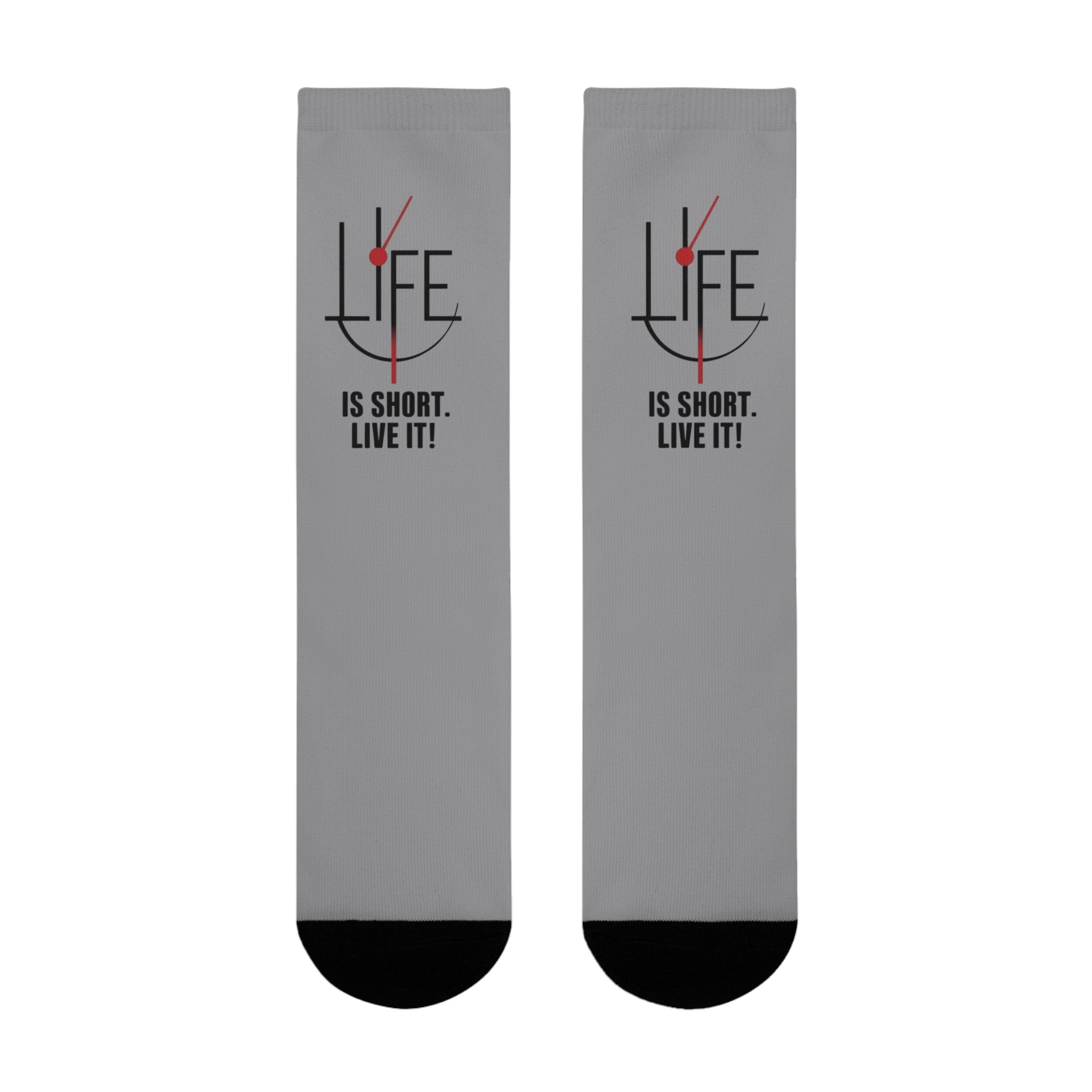 Life is Short Inspirational Crew Socks, Motivational Socks, Gift for Friends, Cozy Everyday Wear, Fun Sock Gift Idea - Metamorphosis Creations