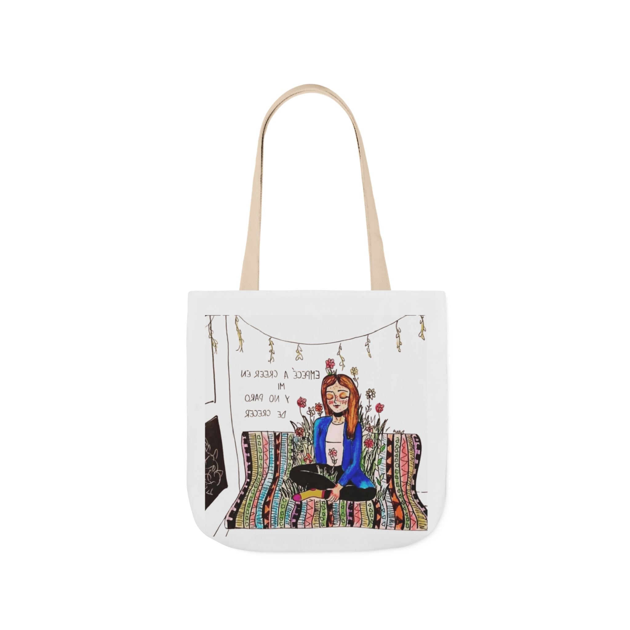Lleva inspiración contigo a donde vayas Bohemian Style Canvas Tote Bag, Inspirational Art, Ideal for Gifts, Eco - Friendly Shopping, Beach Days, Travel Adventures - Metamorphosis Creations