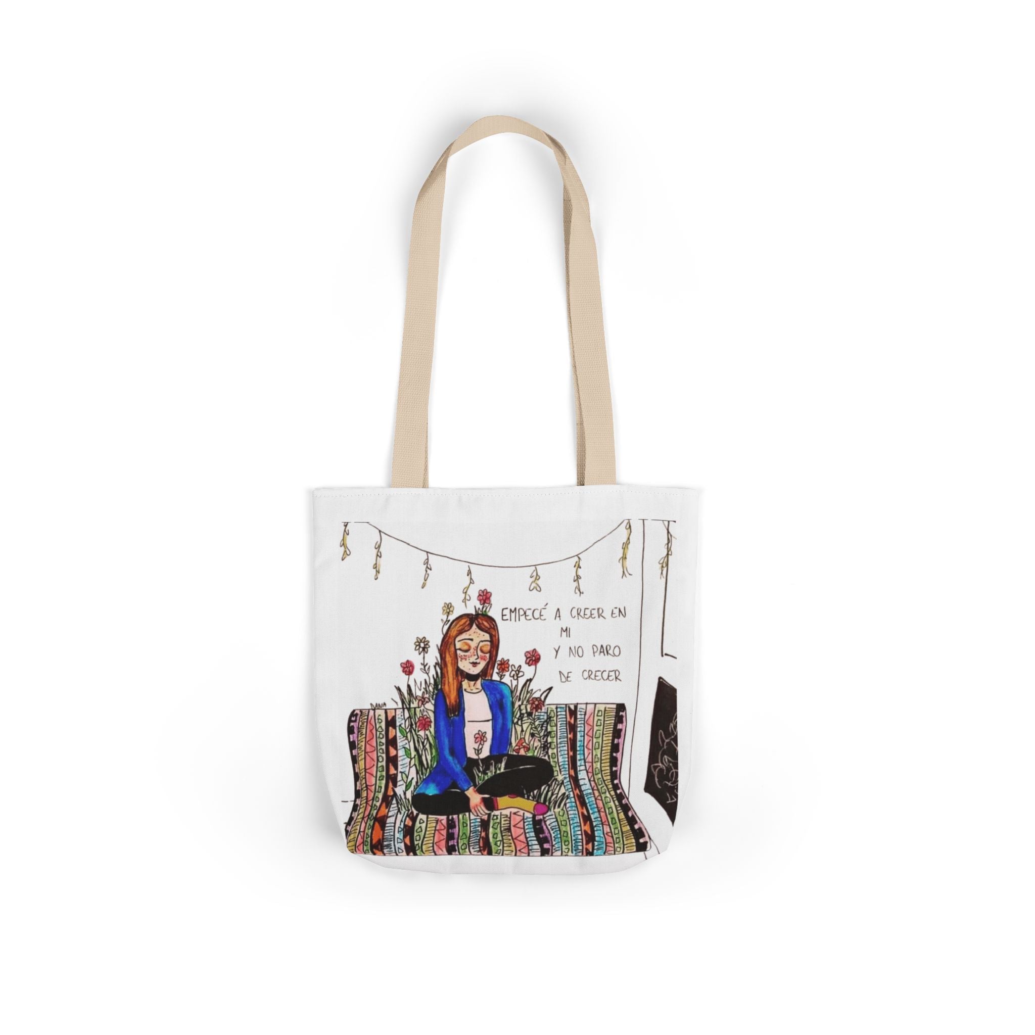 Lleva inspiración contigo a donde vayas Bohemian Style Canvas Tote Bag, Inspirational Art, Ideal for Gifts, Eco - Friendly Shopping, Beach Days, Travel Adventures - Metamorphosis Creations
