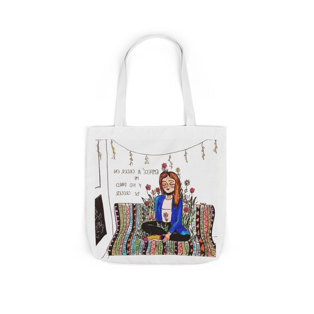 Lleva inspiración contigo a donde vayas Bohemian Style Canvas Tote Bag, Inspirational Art, Ideal for Gifts, Eco - Friendly Shopping, Beach Days, Travel Adventures - Metamorphosis Creations
