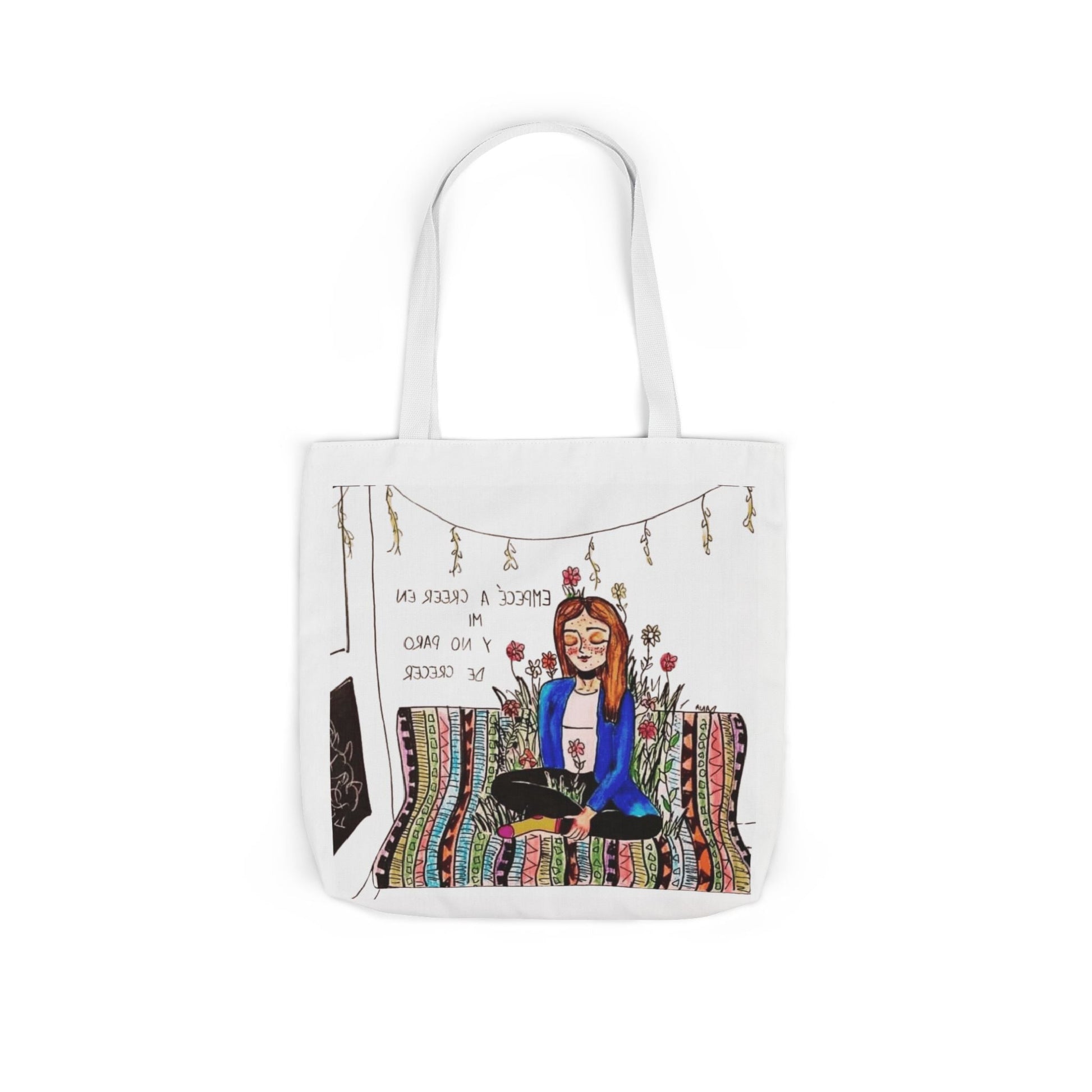 Lleva inspiración contigo a donde vayas Bohemian Style Canvas Tote Bag, Inspirational Art, Ideal for Gifts, Eco - Friendly Shopping, Beach Days, Travel Adventures - Metamorphosis Creations