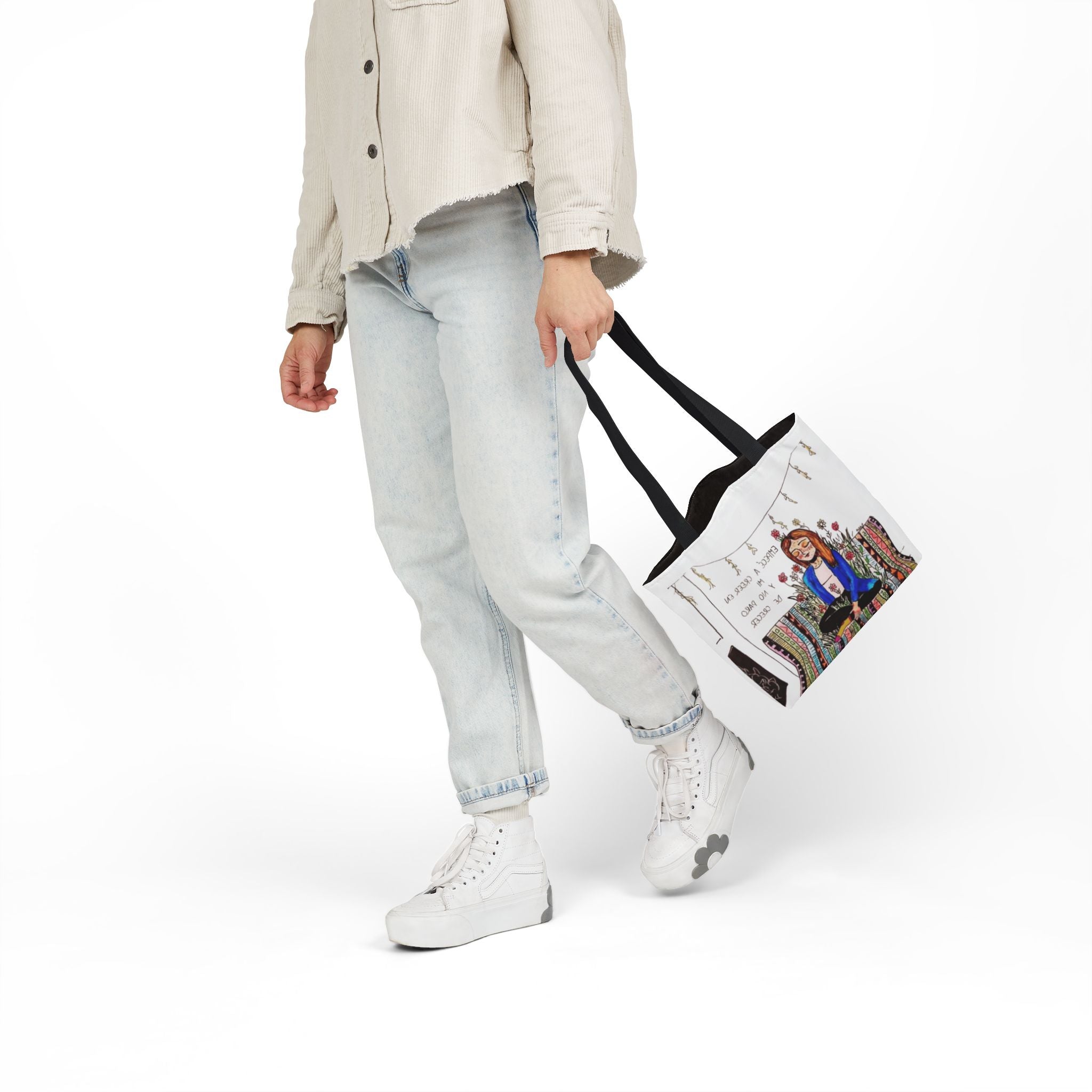 Lleva inspiración contigo a donde vayas Bohemian Style Canvas Tote Bag, Inspirational Art, Ideal for Gifts, Eco - Friendly Shopping, Beach Days, Travel Adventures - Metamorphosis Creations