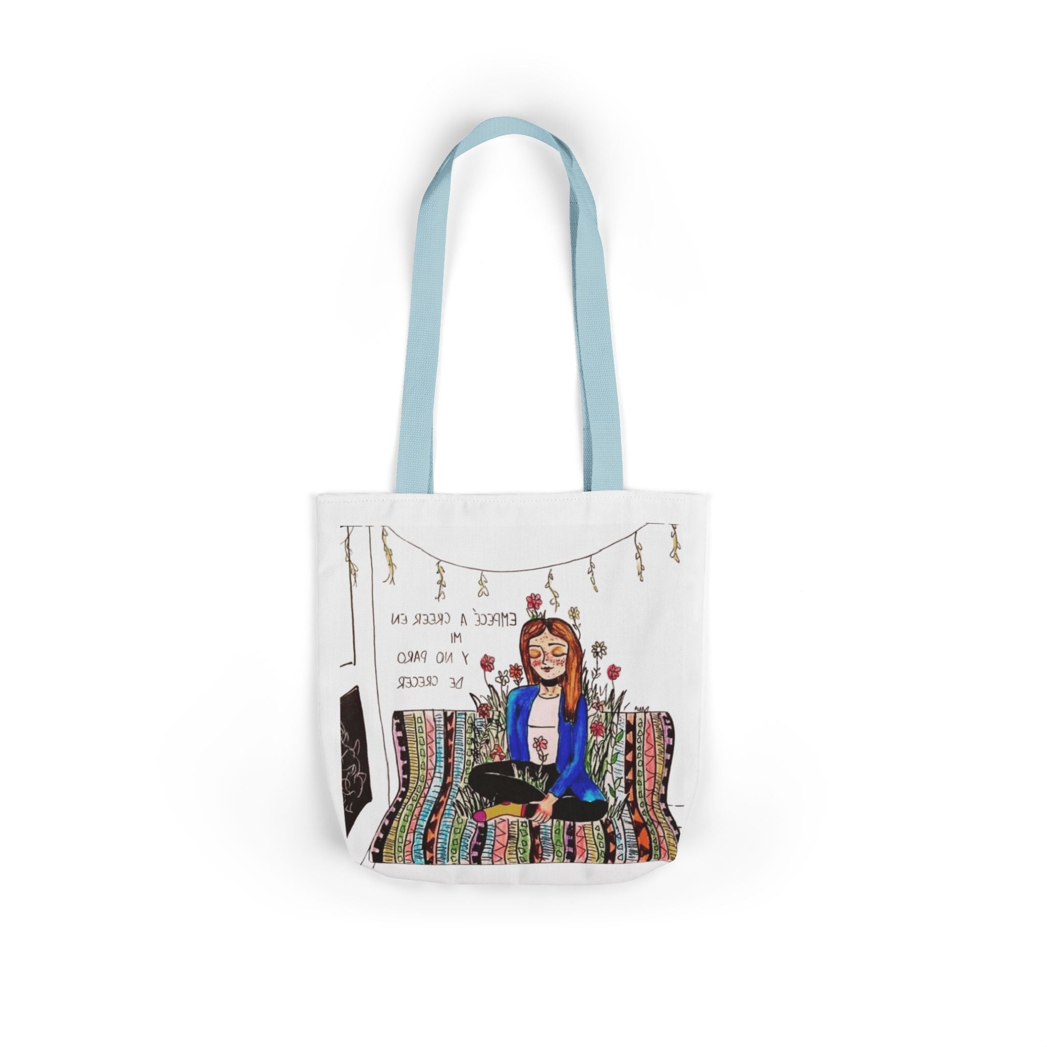 Lleva inspiración contigo a donde vayas Bohemian Style Canvas Tote Bag, Inspirational Art, Ideal for Gifts, Eco - Friendly Shopping, Beach Days, Travel Adventures - Metamorphosis Creations