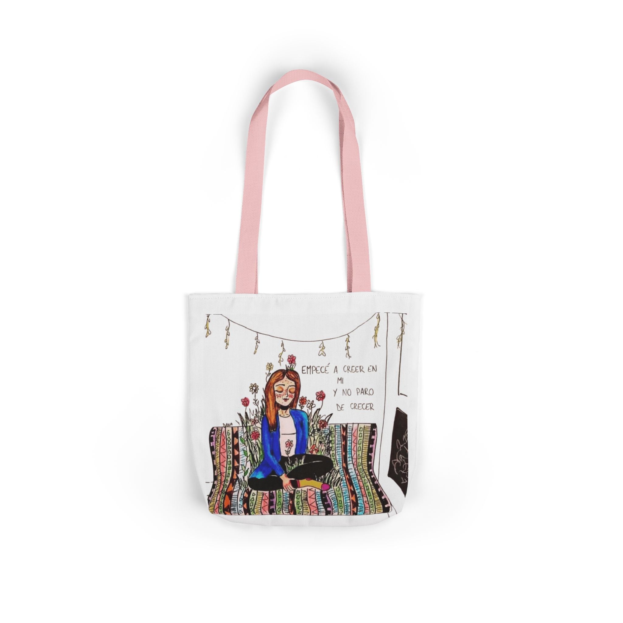 Lleva inspiración contigo a donde vayas Bohemian Style Canvas Tote Bag, Inspirational Art, Ideal for Gifts, Eco - Friendly Shopping, Beach Days, Travel Adventures - Metamorphosis Creations
