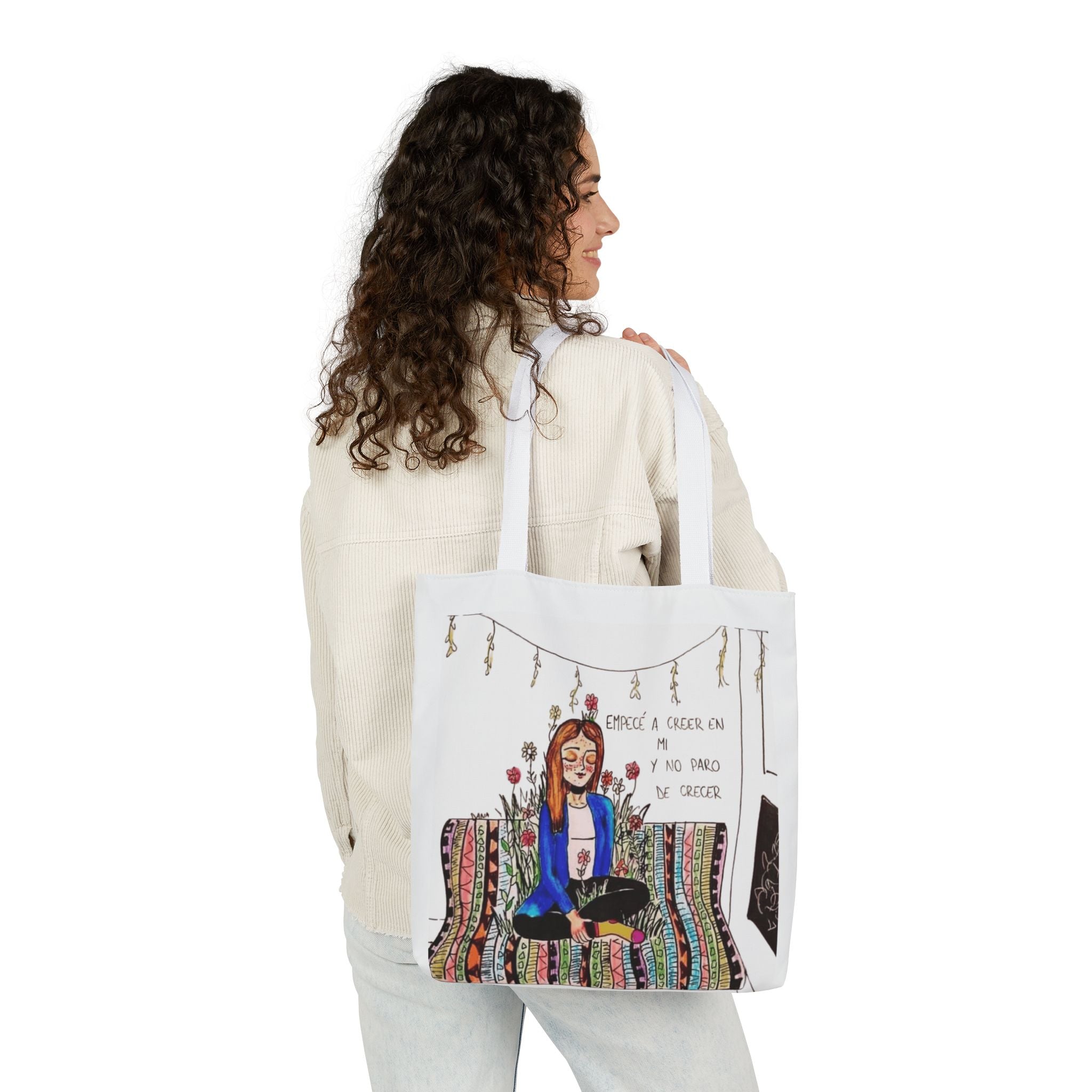 Lleva inspiración contigo a donde vayas Bohemian Style Canvas Tote Bag, Inspirational Art, Ideal for Gifts, Eco - Friendly Shopping, Beach Days, Travel Adventures - Metamorphosis Creations