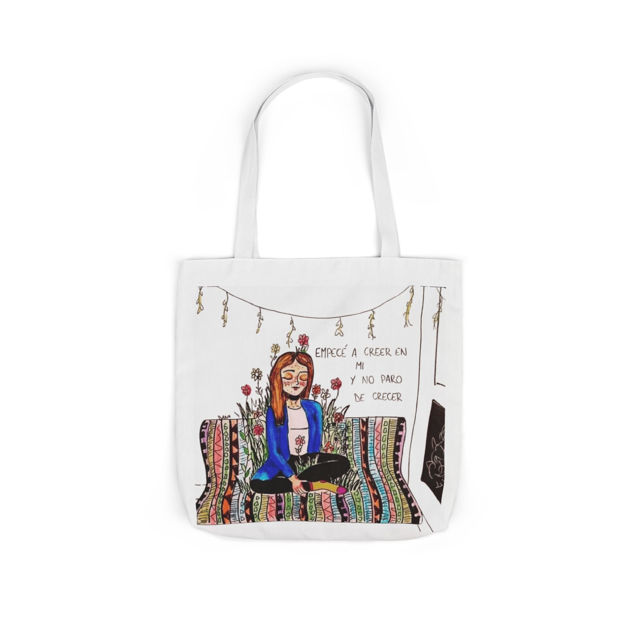 Lleva inspiración contigo a donde vayas Bohemian Style Canvas Tote Bag, Inspirational Art, Ideal for Gifts, Eco - Friendly Shopping, Beach Days, Travel Adventures - Metamorphosis Creations