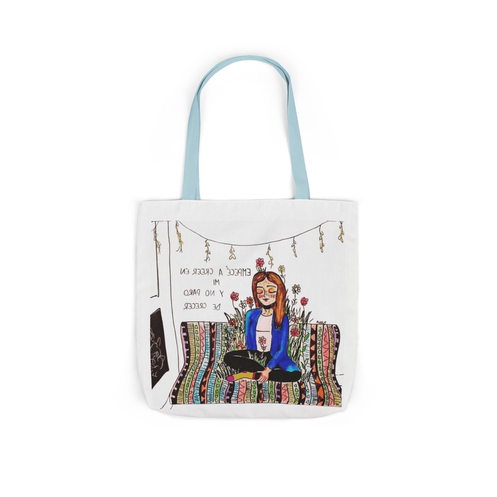 Lleva inspiración contigo a donde vayas Bohemian Style Canvas Tote Bag, Inspirational Art, Ideal for Gifts, Eco - Friendly Shopping, Beach Days, Travel Adventures - Metamorphosis Creations