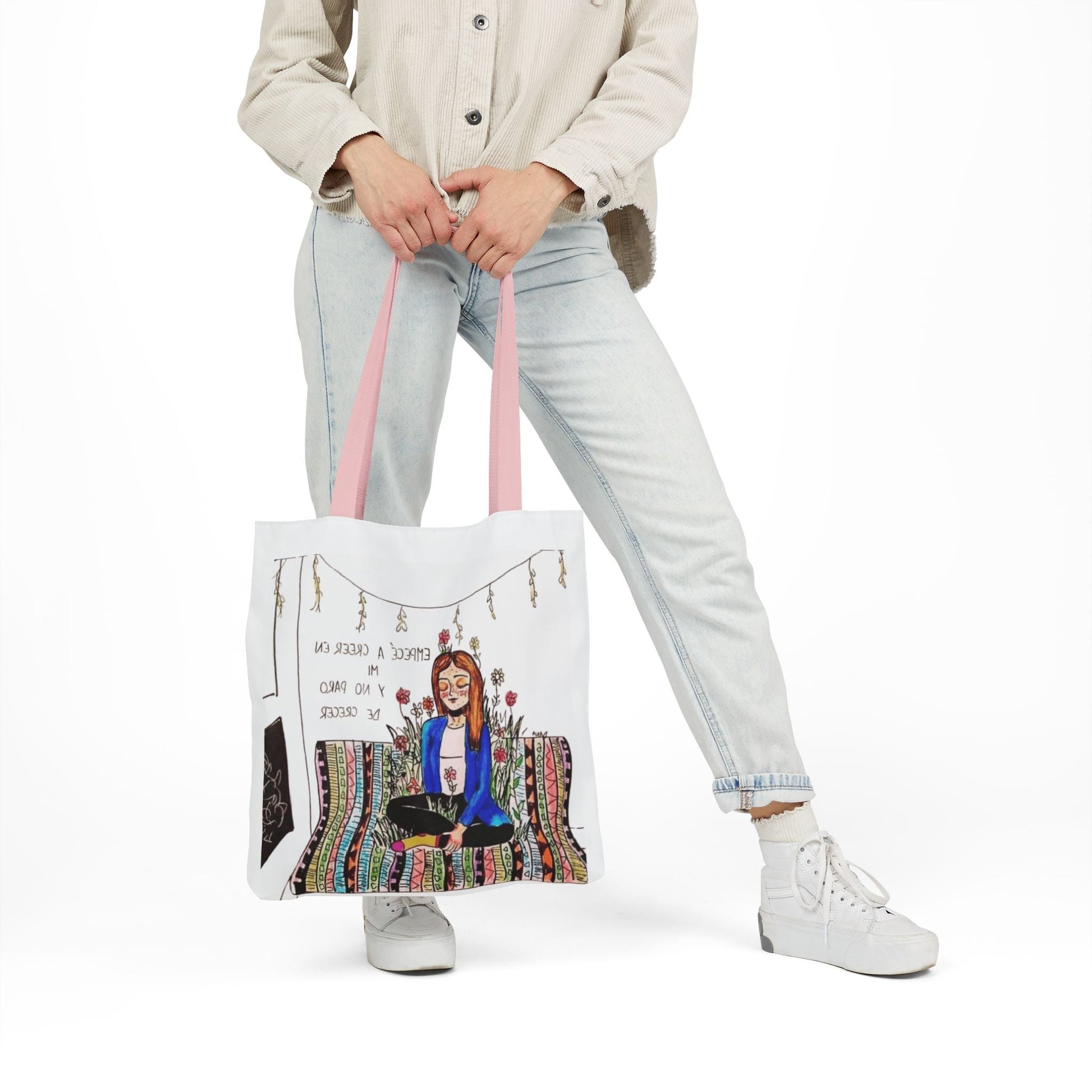 Lleva inspiración contigo a donde vayas Bohemian Style Canvas Tote Bag, Inspirational Art, Ideal for Gifts, Eco - Friendly Shopping, Beach Days, Travel Adventures - Metamorphosis Creations