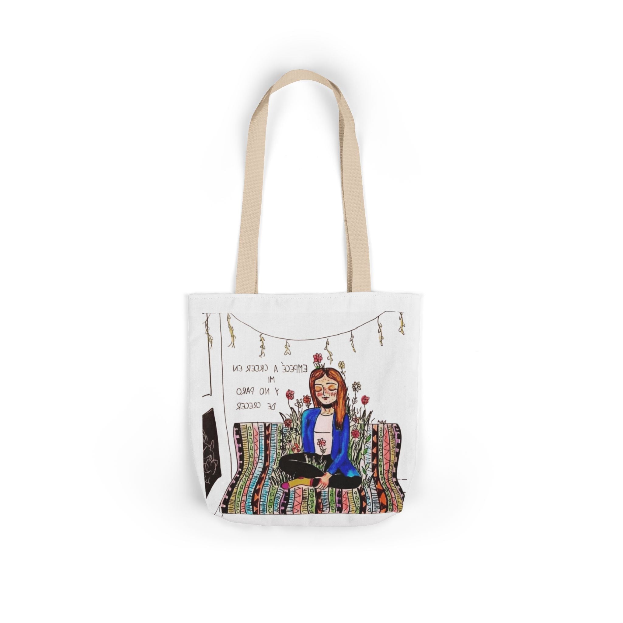 Lleva inspiración contigo a donde vayas Bohemian Style Canvas Tote Bag, Inspirational Art, Ideal for Gifts, Eco - Friendly Shopping, Beach Days, Travel Adventures - Metamorphosis Creations