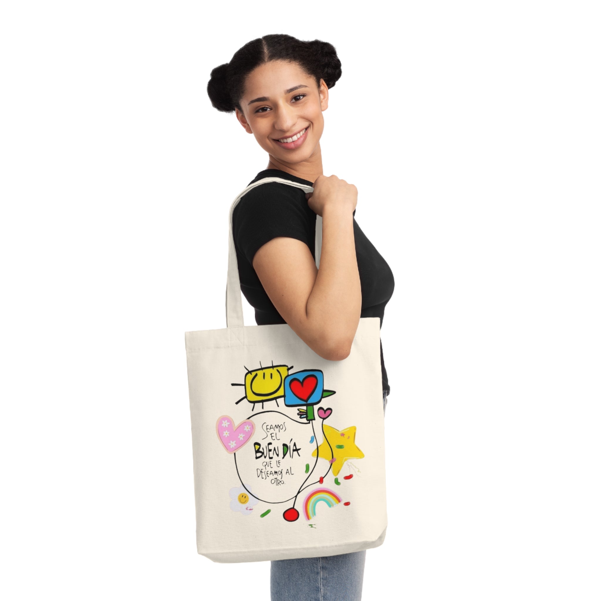 Lleva inspiración contigo a donde vayas Cheerful Woven Tote Bag - Perfect for Everyday Use, Eco - Friendly Shopping, Gifts, Beach Days, and Crafting! - Metamorphosis Creations