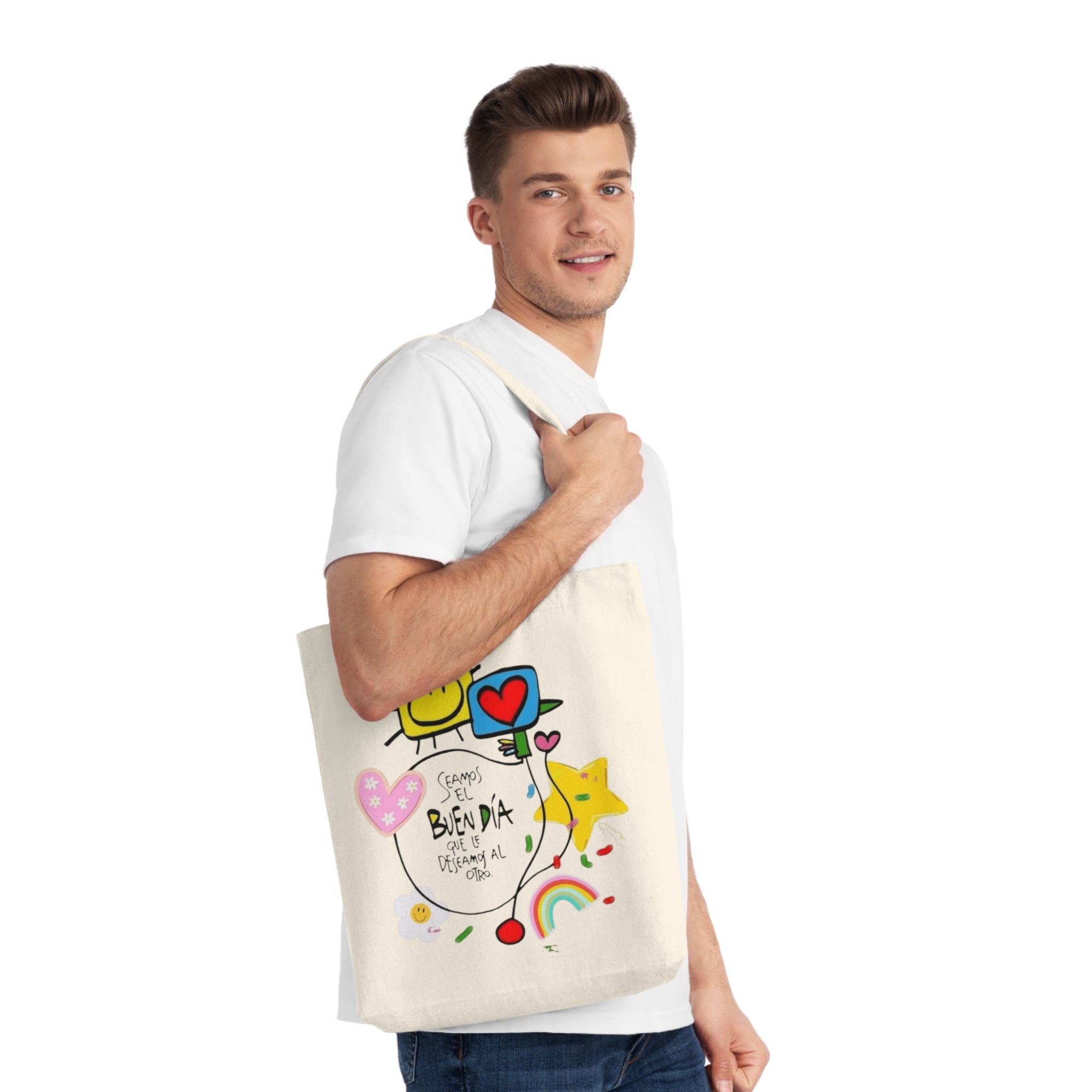 Lleva inspiración contigo a donde vayas Cheerful Woven Tote Bag - Perfect for Everyday Use, Eco - Friendly Shopping, Gifts, Beach Days, and Crafting! - Metamorphosis Creations