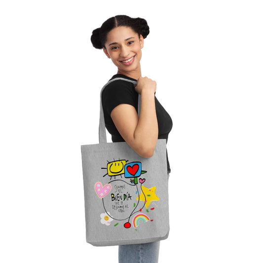 Lleva inspiración contigo a donde vayas Cheerful Woven Tote Bag - Perfect for Everyday Use, Eco - Friendly Shopping, Gifts, Beach Days, and Crafting! - Metamorphosis Creations
