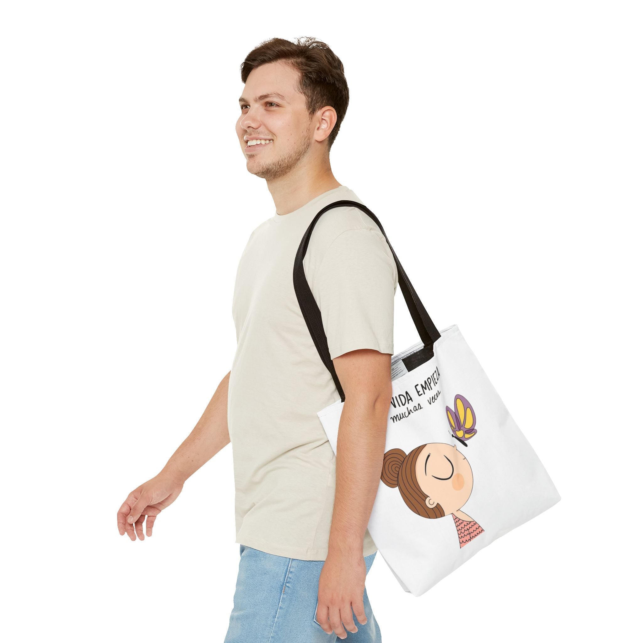 Lleva inspiración contigo a donde vayas, Eco - Friendly Carryall, Motivational Gift, Cute Reusable Shopper, Butterfly Design, Brighten Your Day - Metamorphosis Creations