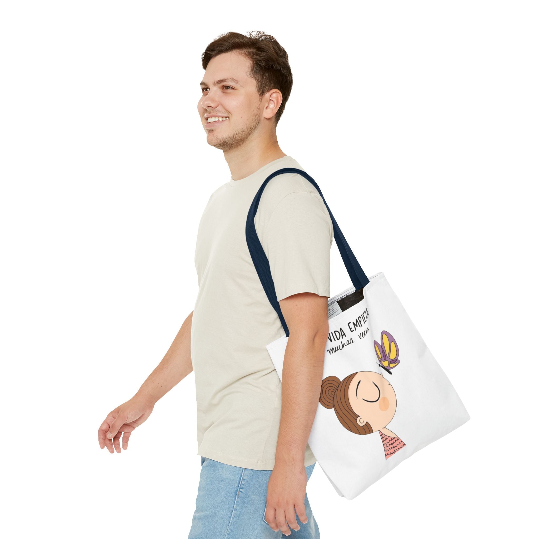 Lleva inspiración contigo a donde vayas, Eco - Friendly Carryall, Motivational Gift, Cute Reusable Shopper, Butterfly Design, Brighten Your Day - Metamorphosis Creations