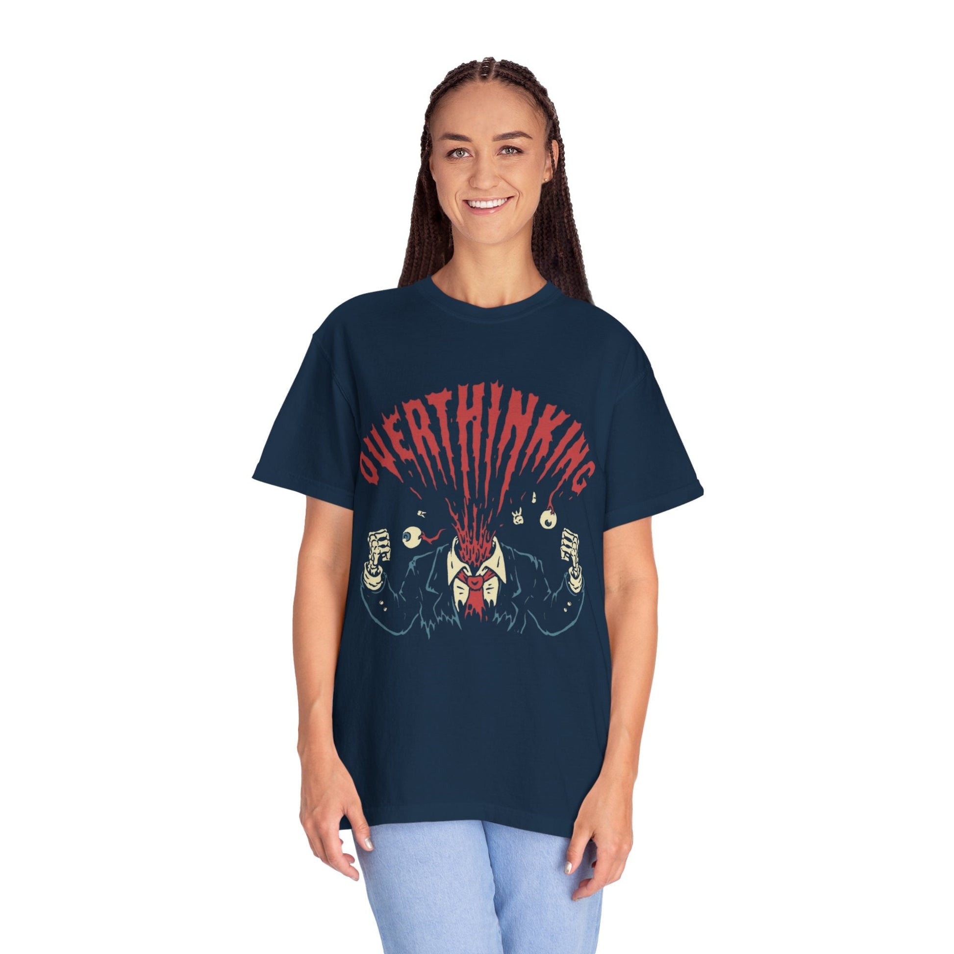 Mentally on Vacation Overthinking Garment - Dyed Unisex T-Shirt, Casual Wear, Gift for Anxiety Awareness, Self - Care Apparel, Unique Graphic Tee - Metamorphosis Creations
