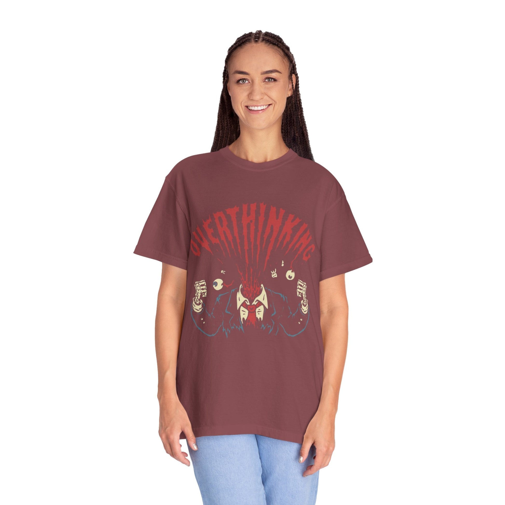 Mentally on Vacation Overthinking Garment - Dyed Unisex T-Shirt, Casual Wear, Gift for Anxiety Awareness, Self - Care Apparel, Unique Graphic Tee - Metamorphosis Creations
