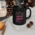 Merry Christmas Black Mug – Festive Coffee Tea Cup for Holiday Spirit, Christmas Gift, Winter Decor, Personal Use, 11oz and 15oz - Metamorphosis Creations