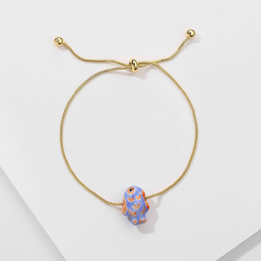 Minimalist Geometric Metal Bracelet – Elegant & Modern Alloy Design Fashion Jewelry Ceramic Fish Snake Chain Drawstring Bracelet - Metamorphosis Creations