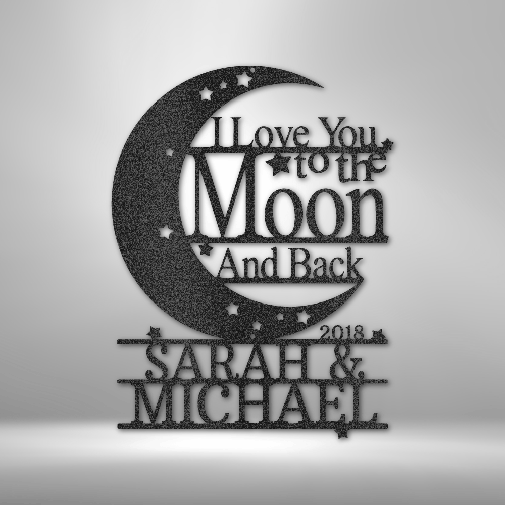 Moon and Back Monogram - Steel Sign - Metamorphosis Creations