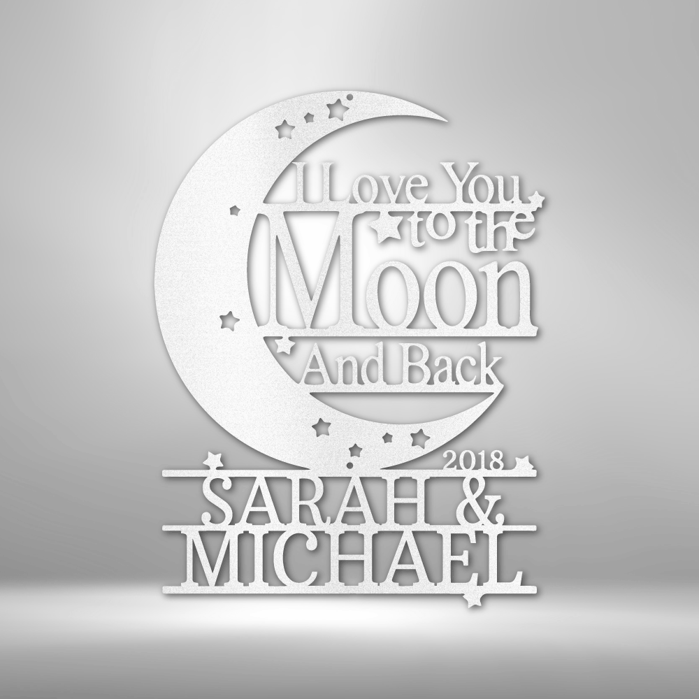 Moon and Back Monogram - Steel Sign - Metamorphosis Creations