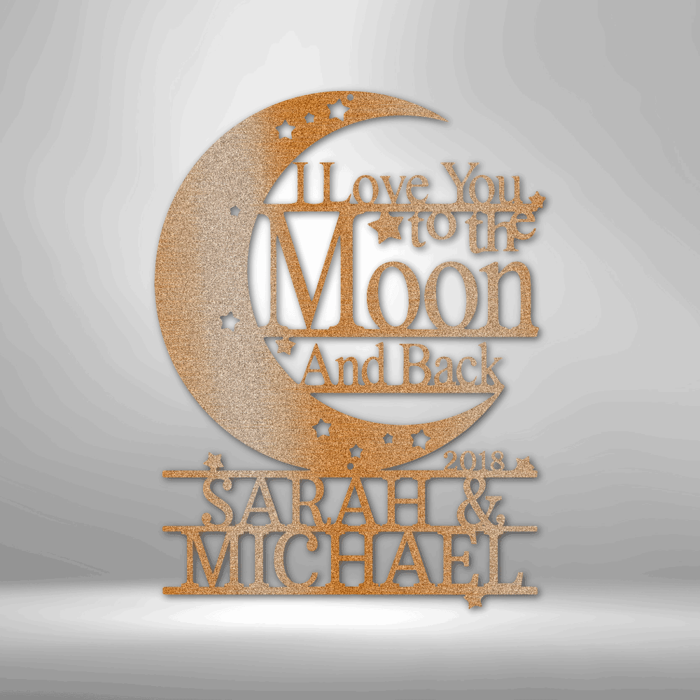Moon and Back Monogram - Steel Sign - Metamorphosis Creations