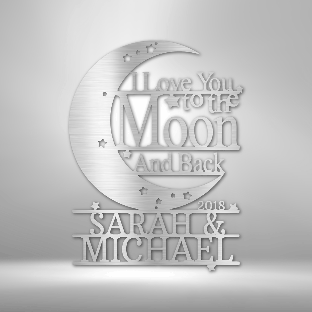 Moon and Back Monogram - Steel Sign - Metamorphosis Creations