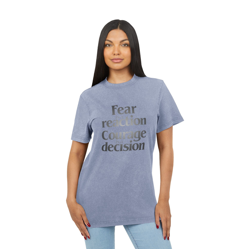 Motivational & Self - Love Acid Washed Courage & Fear Tee, Motivational T-Shirt, Inspirational Fashion, Gift for Friends, Casual Wear, Self - Love Statement Tee - Metamorphosis Creations