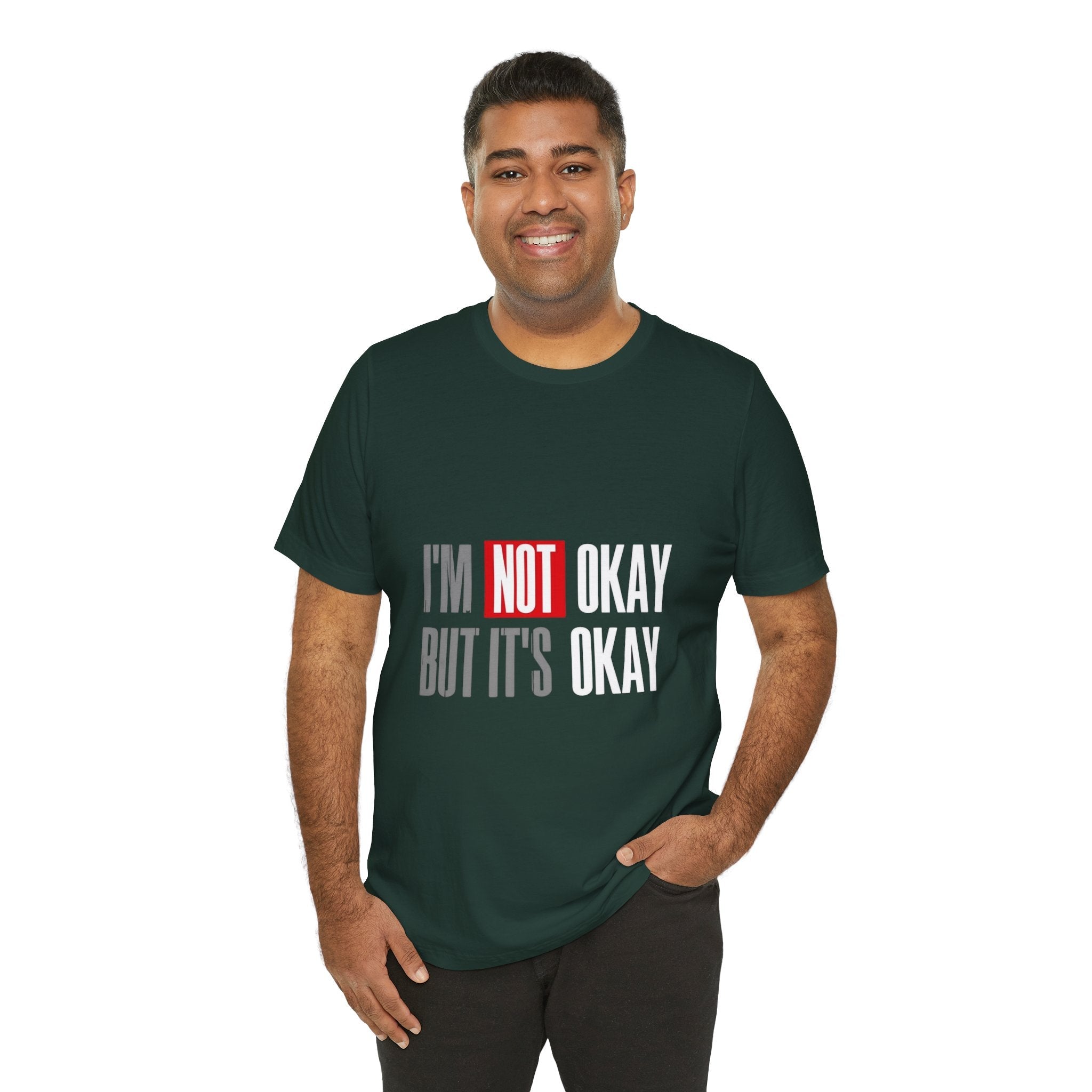 Motivational & Self - Love Unisex Jersey Short Sleeve Tee - 'I'm Not Okay But It's Okay' | Casual Comfort, Mental Health Awareness, Gift for Friends, Self - Care [...] - Metamorphosis Creations