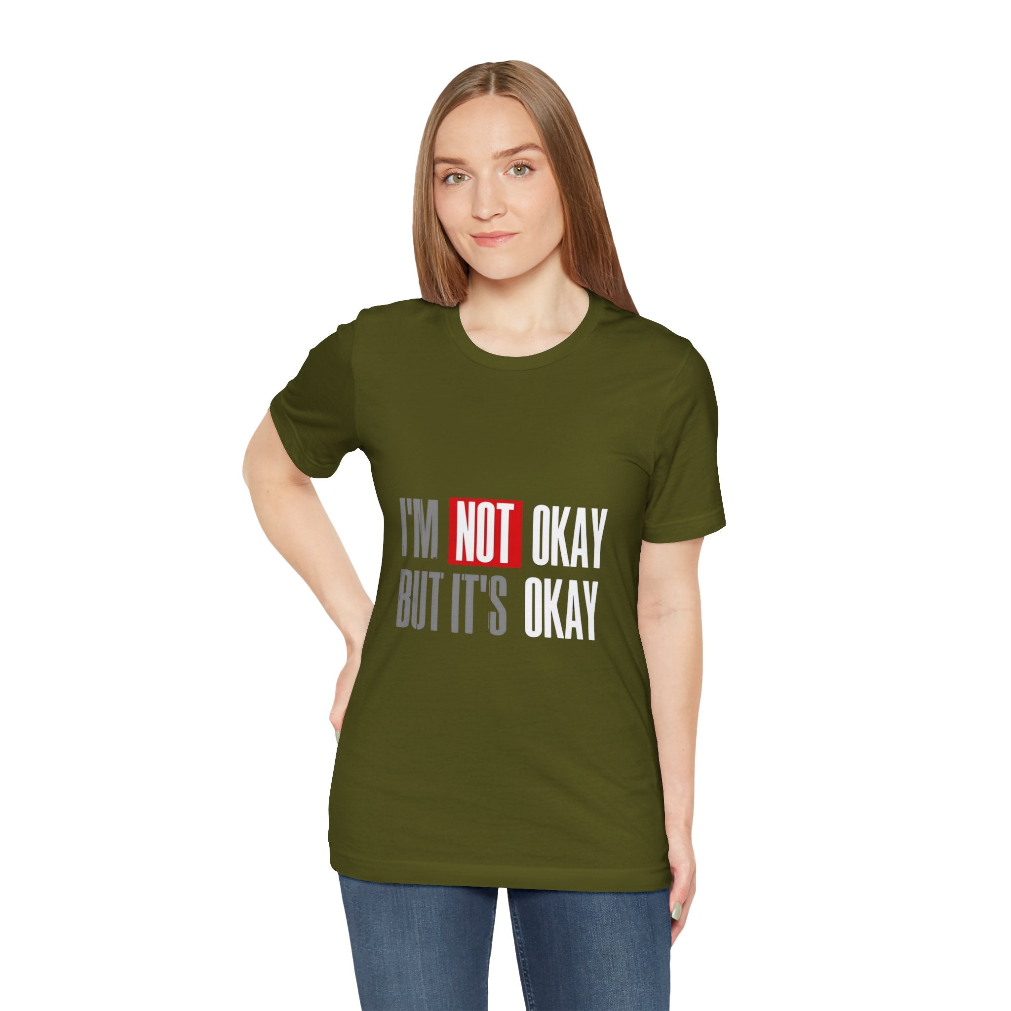 Motivational & Self - Love Unisex Jersey Short Sleeve Tee - 'I'm Not Okay But It's Okay' | Casual Comfort, Mental Health Awareness, Gift for Friends, Self - Care [...] - Metamorphosis Creations