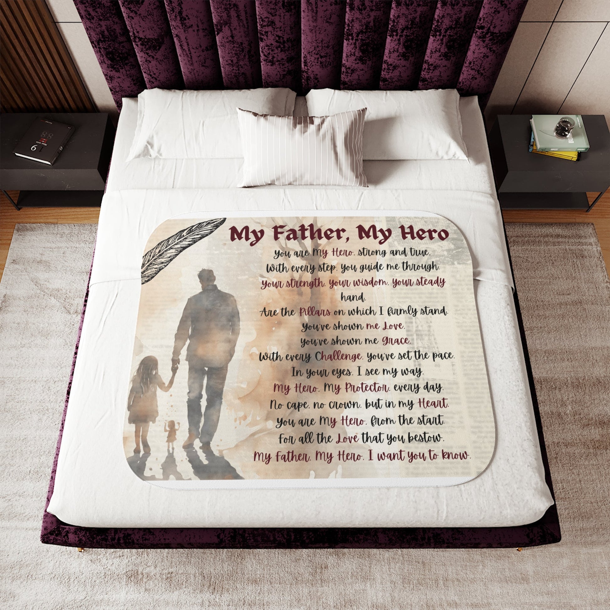 My Father, My Hero Sherpa Blanket - Cozy Gift for Dads, Father's Day, Birthdays, Family Love - Metamorphosis Creations