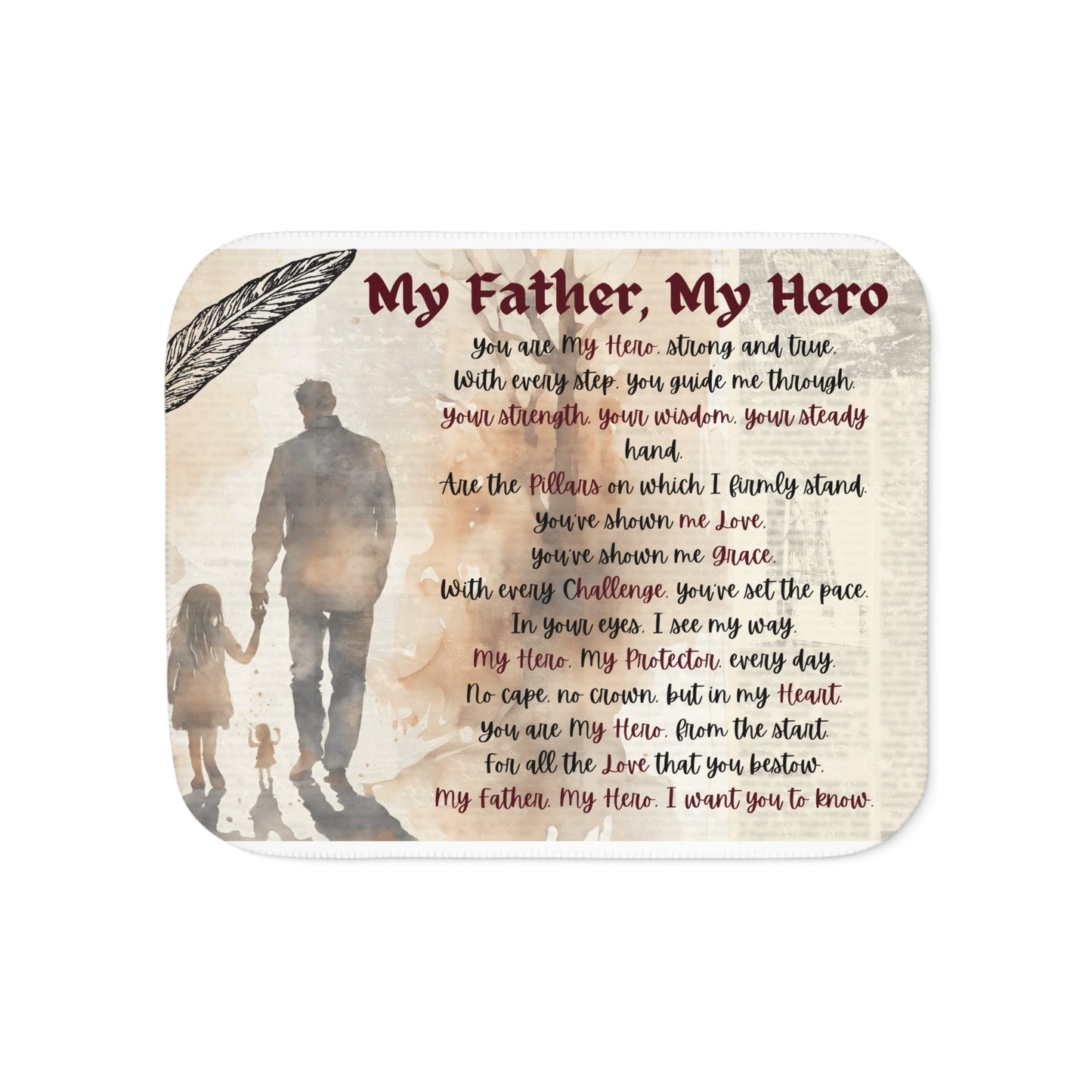 My Father, My Hero Sherpa Blanket - Cozy Gift for Dads, Father's Day, Birthdays, Family Love - Metamorphosis Creations