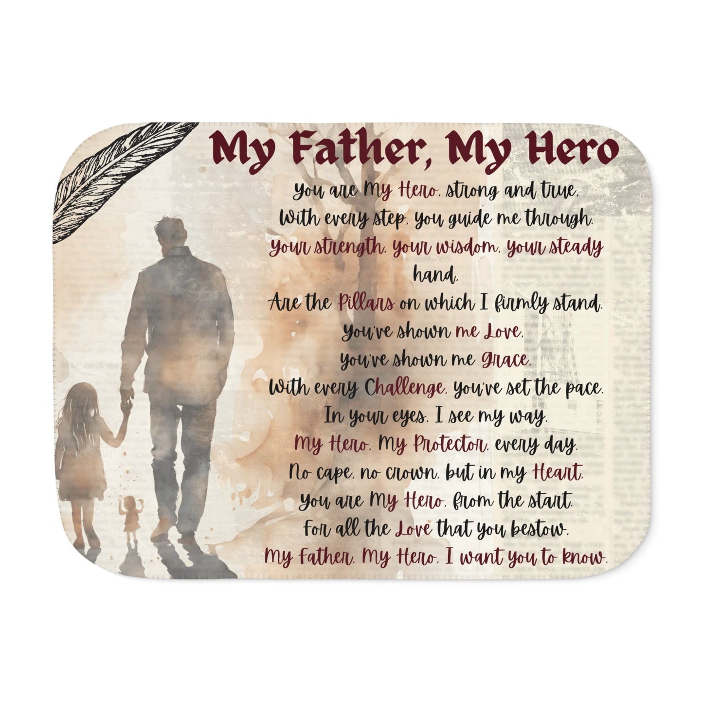 My Father, My Hero Sherpa Blanket - Cozy Gift for Dads, Father's Day, Birthdays, Family Love - Metamorphosis Creations