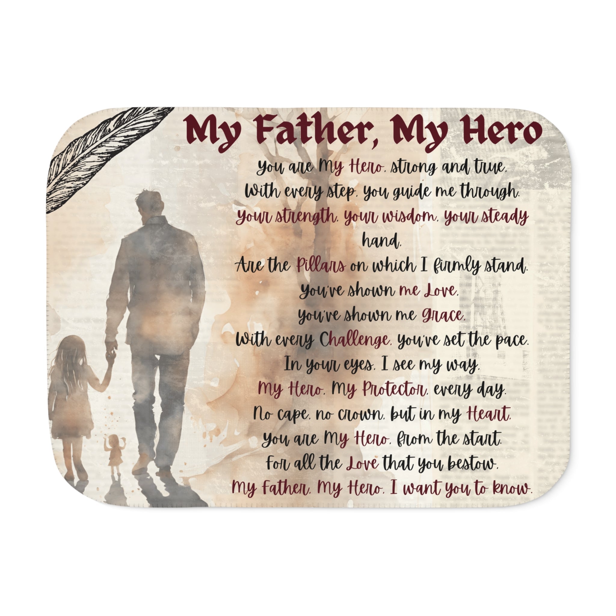 My Father, My Hero Sherpa Blanket - Cozy Gift for Dads, Father's Day, Birthdays, Family Love - Metamorphosis Creations