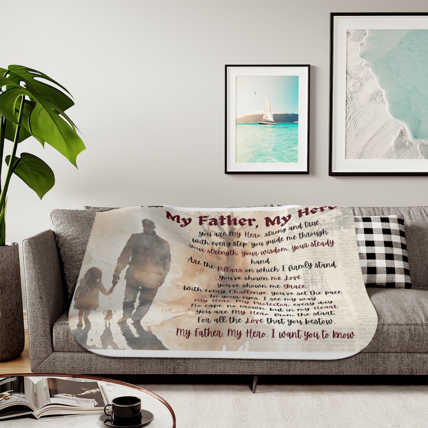 My Father, My Hero Sherpa Blanket - Cozy Gift for Dads, Father's Day, Birthdays, Family Love - Metamorphosis Creations