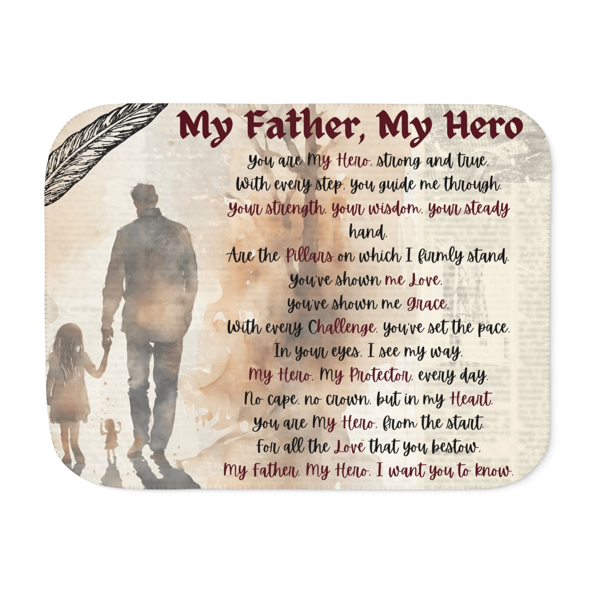 My Father, My Hero Sherpa Blanket - Cozy Gift for Dads, Father's Day, Birthdays, Family Love - Metamorphosis Creations