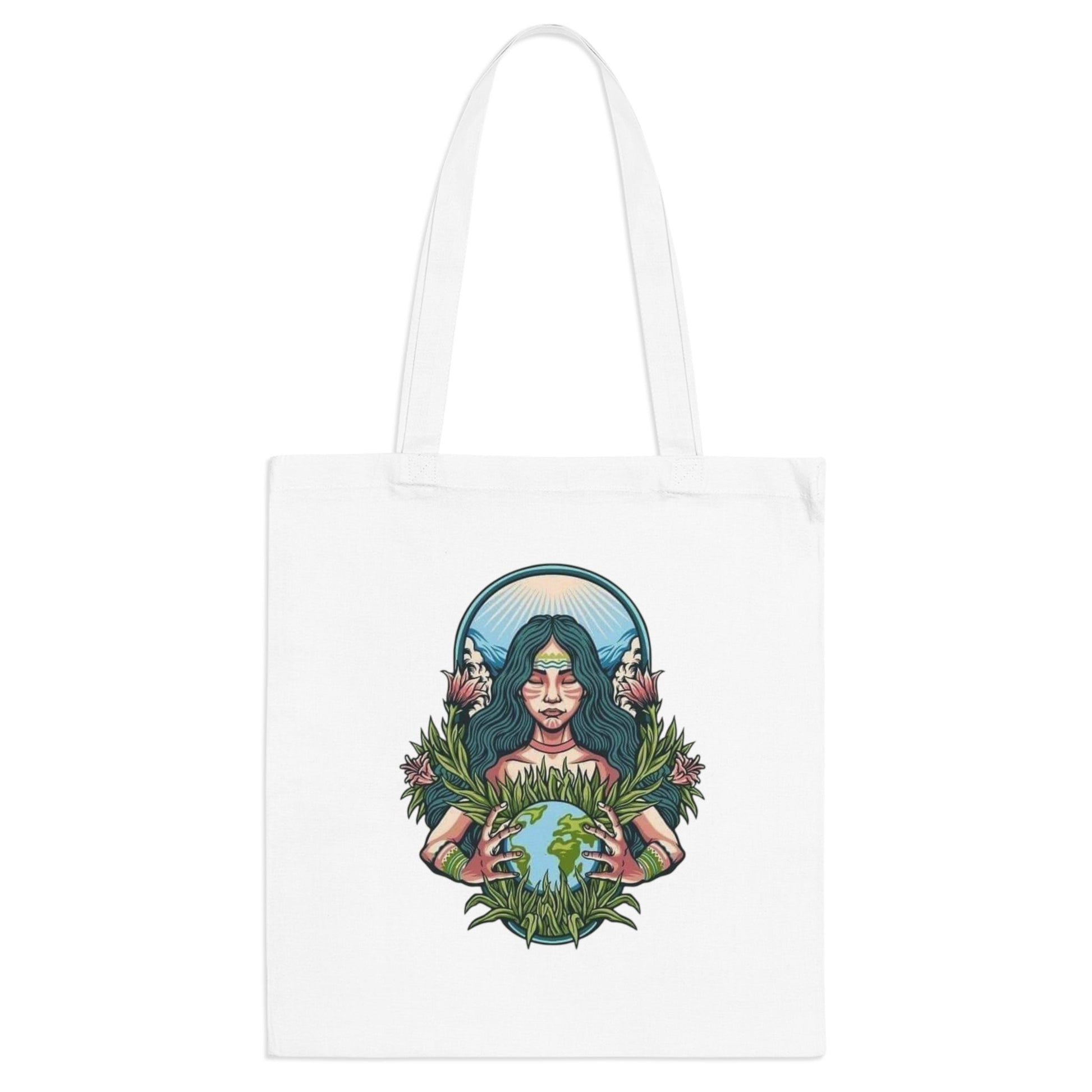 Nature Lover's Illustrated Tote Bag, Eco - Friendly Shopping Bag, Gift for Her, Boho Style, Earth Day Bag, Tote for Vegans - Metamorphosis Creations