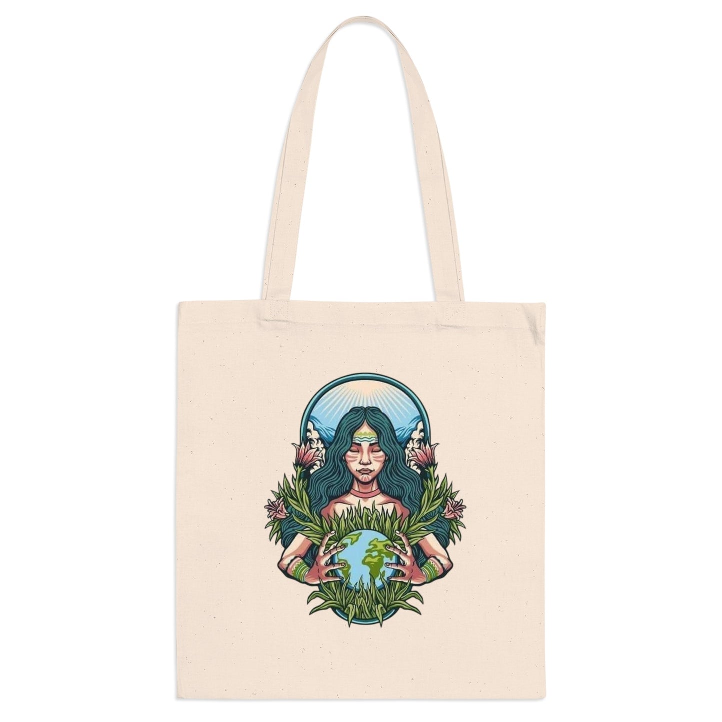 Nature Lover's Illustrated Tote Bag, Eco - Friendly Shopping Bag, Gift for Her, Boho Style, Earth Day Bag, Tote for Vegans - Metamorphosis Creations