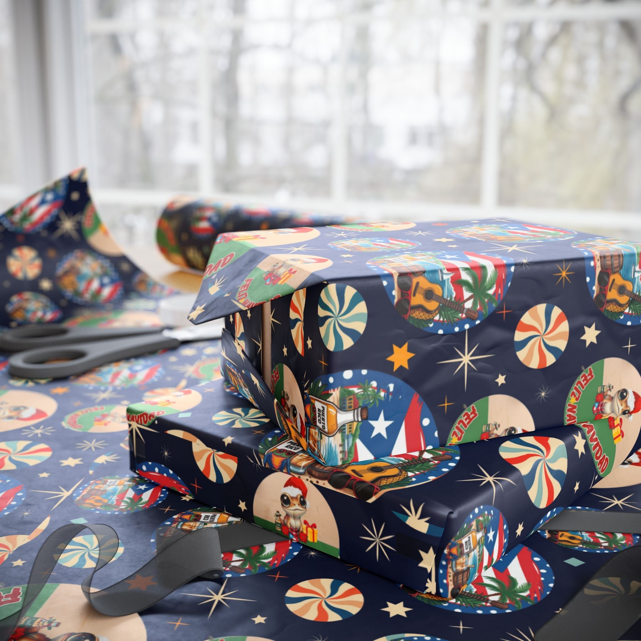 Navidad en Puerto Rico Wrapping Paper – Festive Boricua Holiday Gift Wrap 🇵🇷🎄 - Metamorphosis Creations
