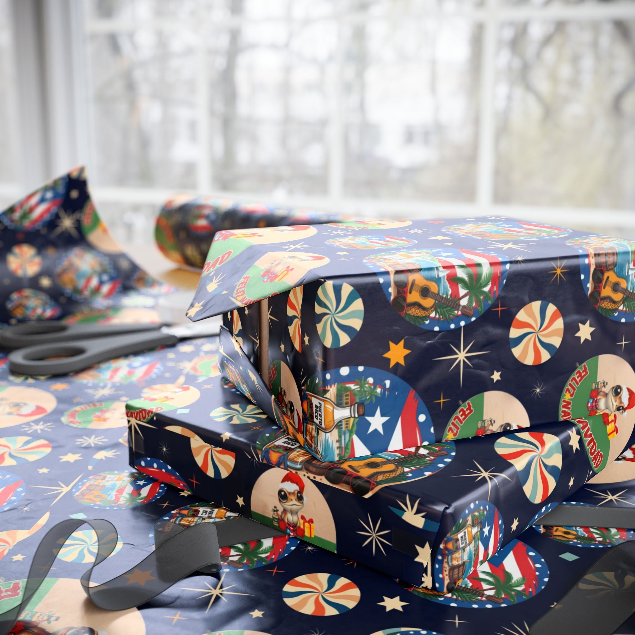 Navidad en Puerto Rico Wrapping Paper – Festive Boricua Holiday Gift Wrap 🇵🇷🎄 - Metamorphosis Creations