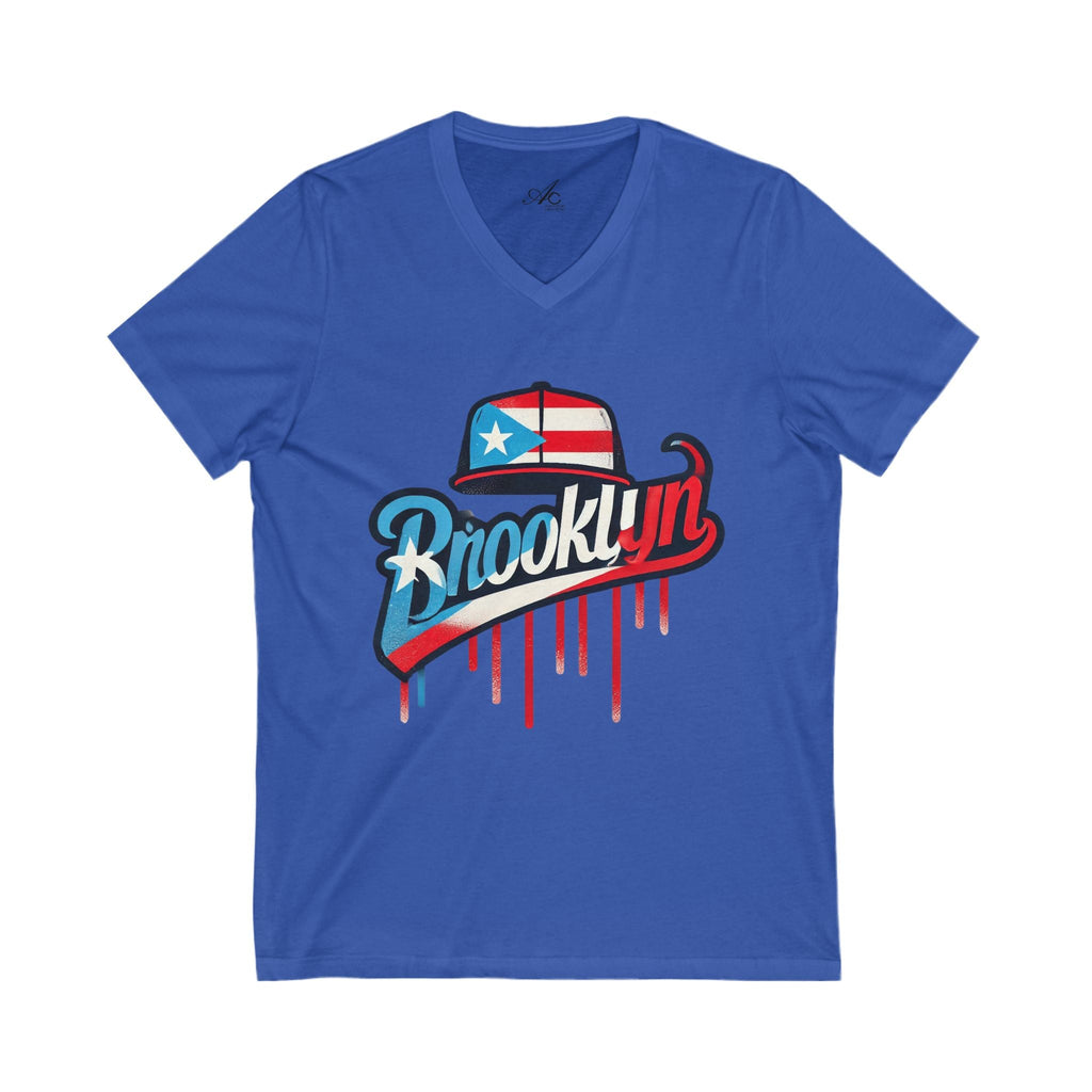 🗽🇵🇷 New Yorican and Proud Brooklyn V - Neck Tee, Casual Summer Shirt,Perfect for Travel, Brooklyn Pride, Gift Idea - Metamorphosis Creations