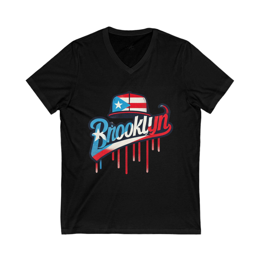 🗽🇵🇷 New Yorican and Proud Brooklyn V - Neck Tee, Casual Summer Shirt,Perfect for Travel, Brooklyn Pride, Gift Idea - Metamorphosis Creations