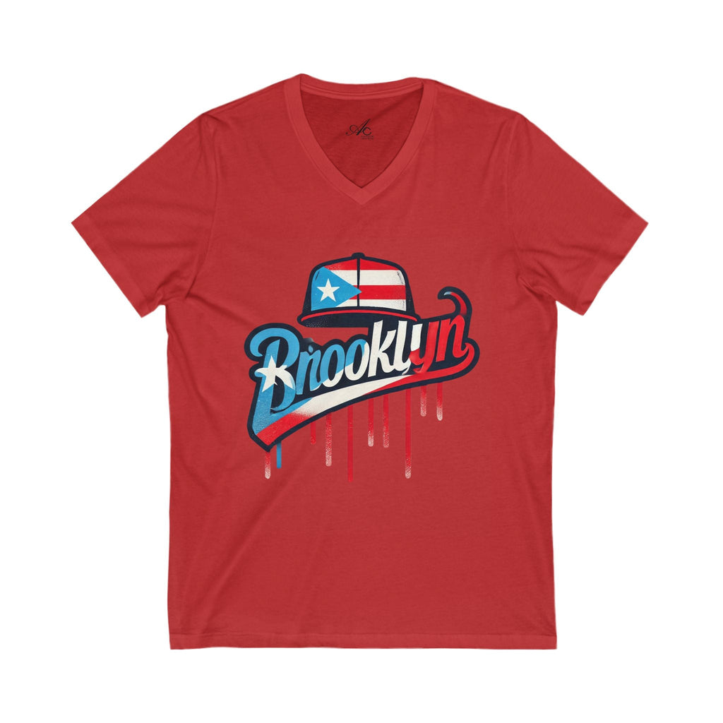 🗽🇵🇷 New Yorican and Proud Brooklyn V - Neck Tee, Casual Summer Shirt,Perfect for Travel, Brooklyn Pride, Gift Idea - Metamorphosis Creations
