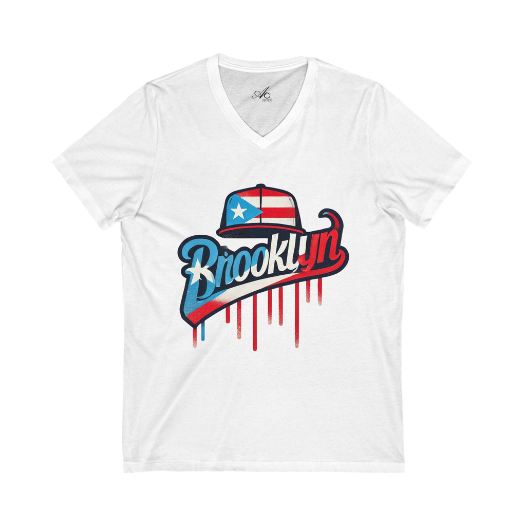 🗽🇵🇷 New Yorican and Proud Brooklyn V - Neck Tee, Casual Summer Shirt,Perfect for Travel, Brooklyn Pride, Gift Idea - Metamorphosis Creations