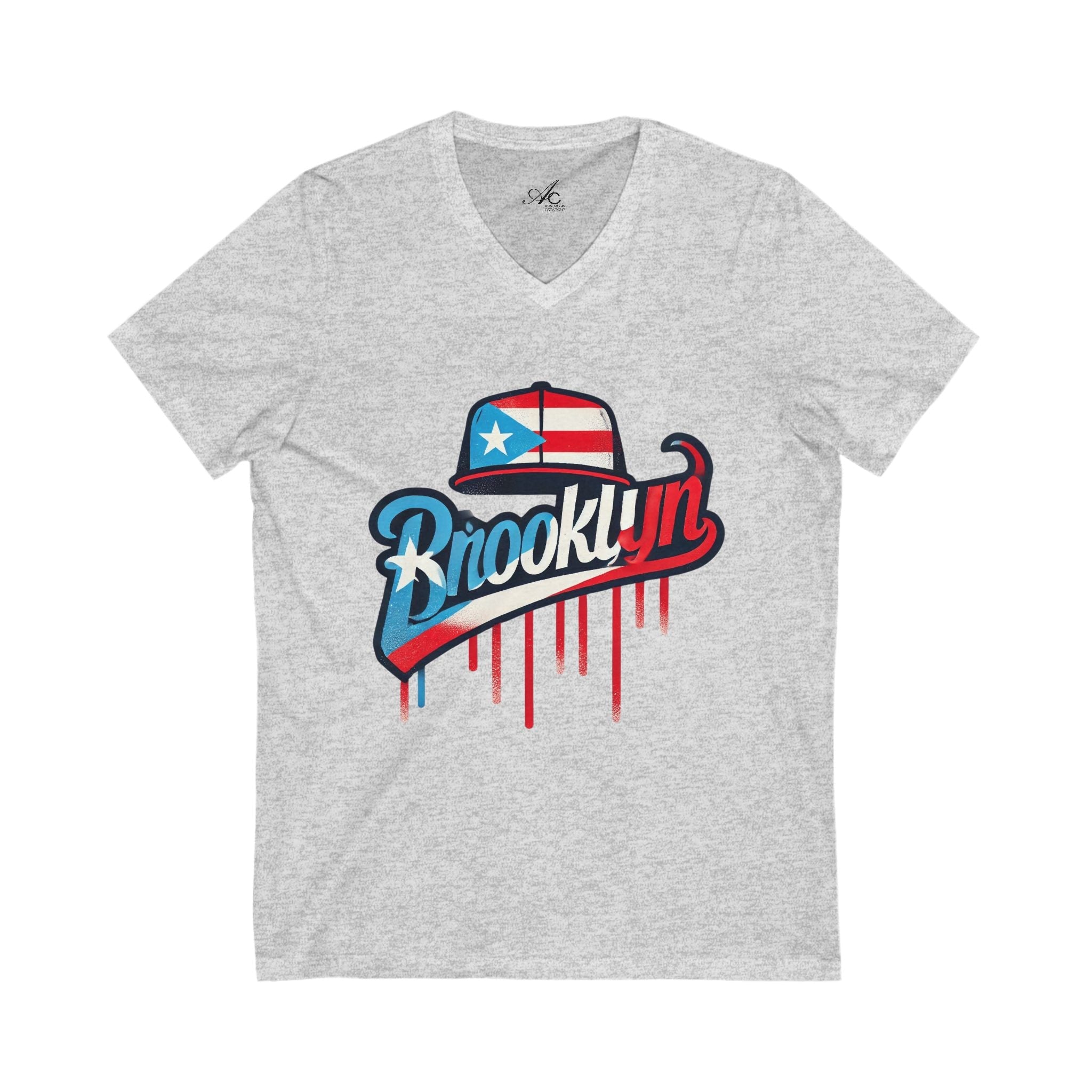 🗽🇵🇷 New Yorican and Proud Brooklyn V - Neck Tee, Casual Summer Shirt,Perfect for Travel, Brooklyn Pride, Gift Idea - Metamorphosis Creations