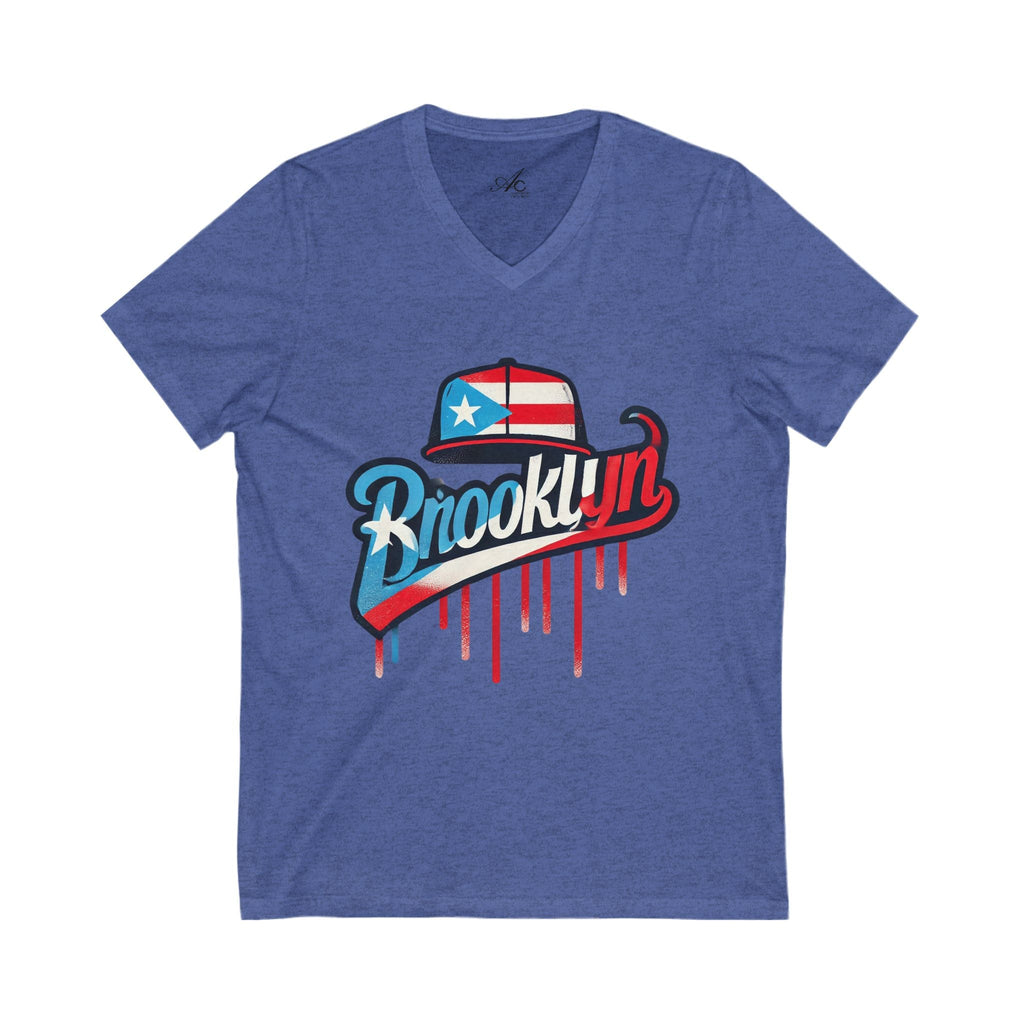 🗽🇵🇷 New Yorican and Proud Brooklyn V - Neck Tee, Casual Summer Shirt,Perfect for Travel, Brooklyn Pride, Gift Idea - Metamorphosis Creations