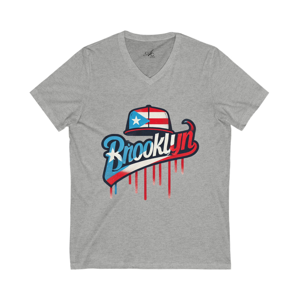 🗽🇵🇷 New Yorican and Proud Brooklyn V - Neck Tee, Casual Summer Shirt,Perfect for Travel, Brooklyn Pride, Gift Idea - Metamorphosis Creations
