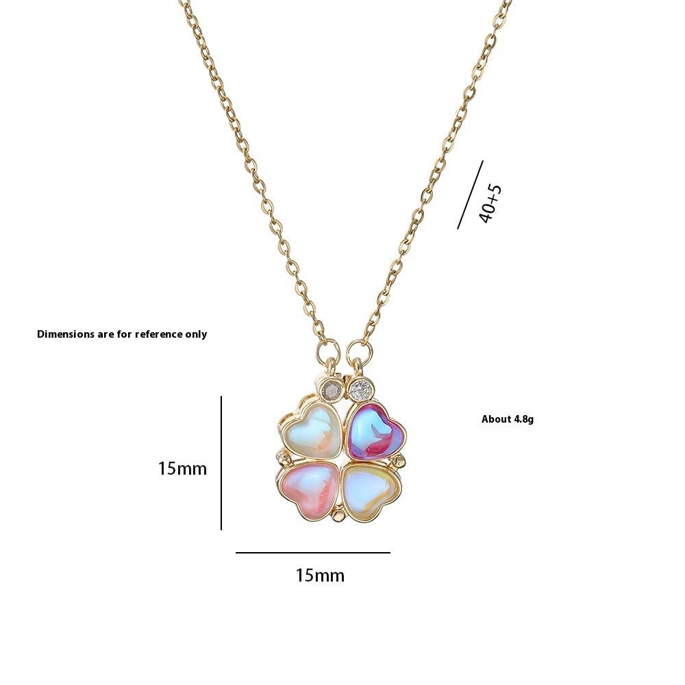 Open And Close Four - leaf Flower Dual - wear Heart - to - heart Necklace - Metamorphosis Creations