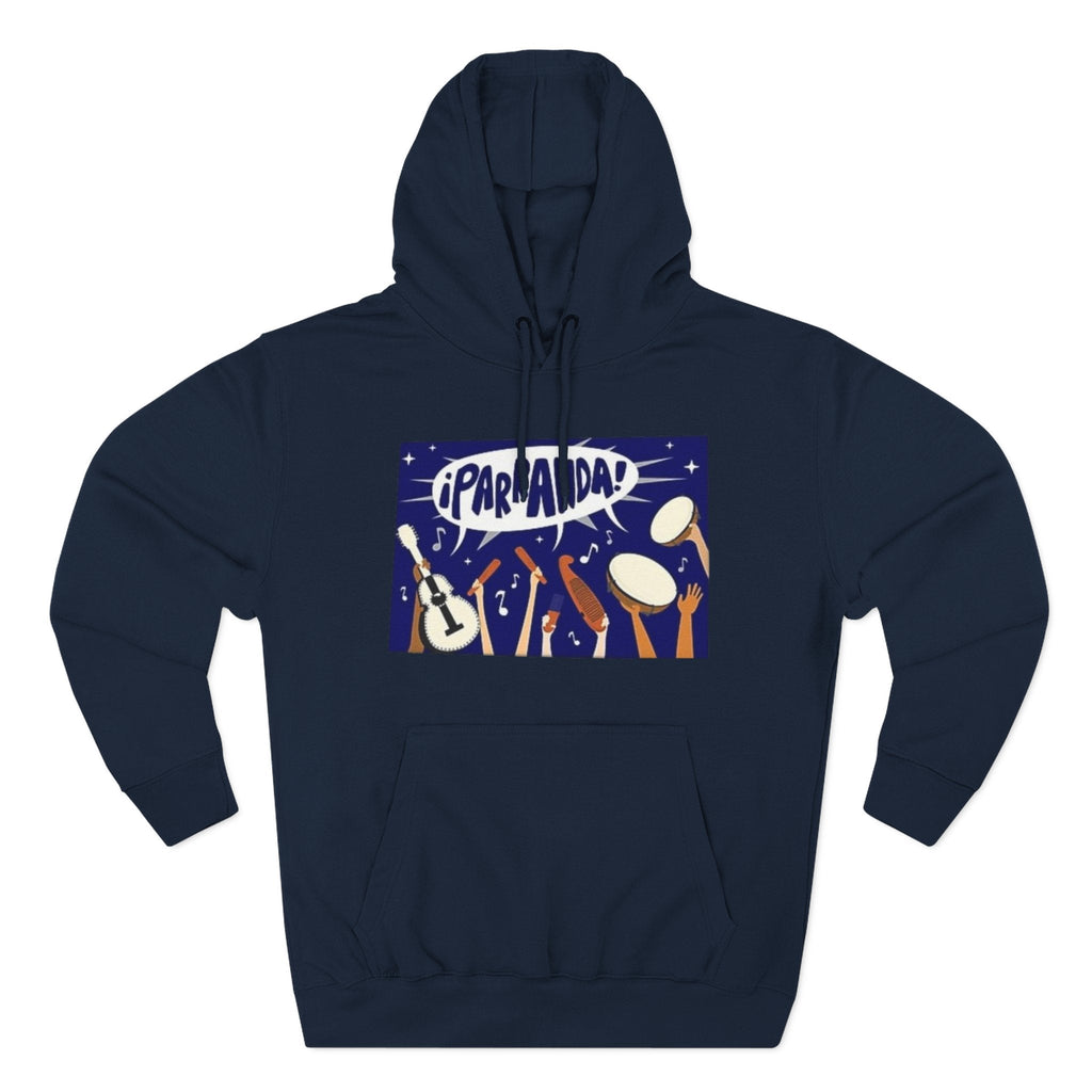 ¡Parranda! Three - Panel Fleece Hoodie | Cozy Gift for Music Lovers, Festival Wear, Lounge Hoodie, Casual Streetwear, Art - Inspired Clothing - Metamorphosis Creations
