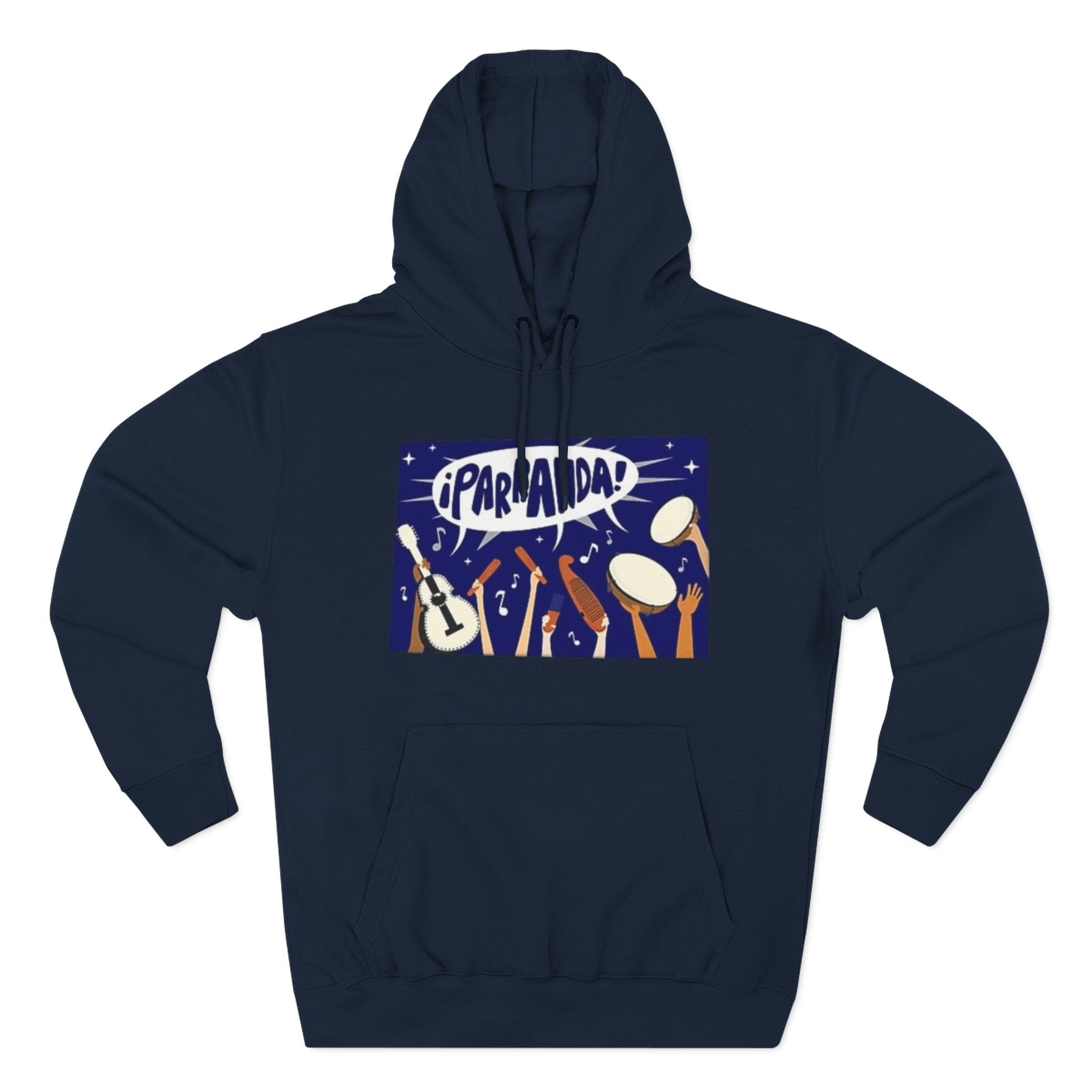 ¡Parranda! Three - Panel Fleece Hoodie | Cozy Gift for Music Lovers, Festival Wear, Lounge Hoodie, Casual Streetwear, Art - Inspired Clothing - Metamorphosis Creations