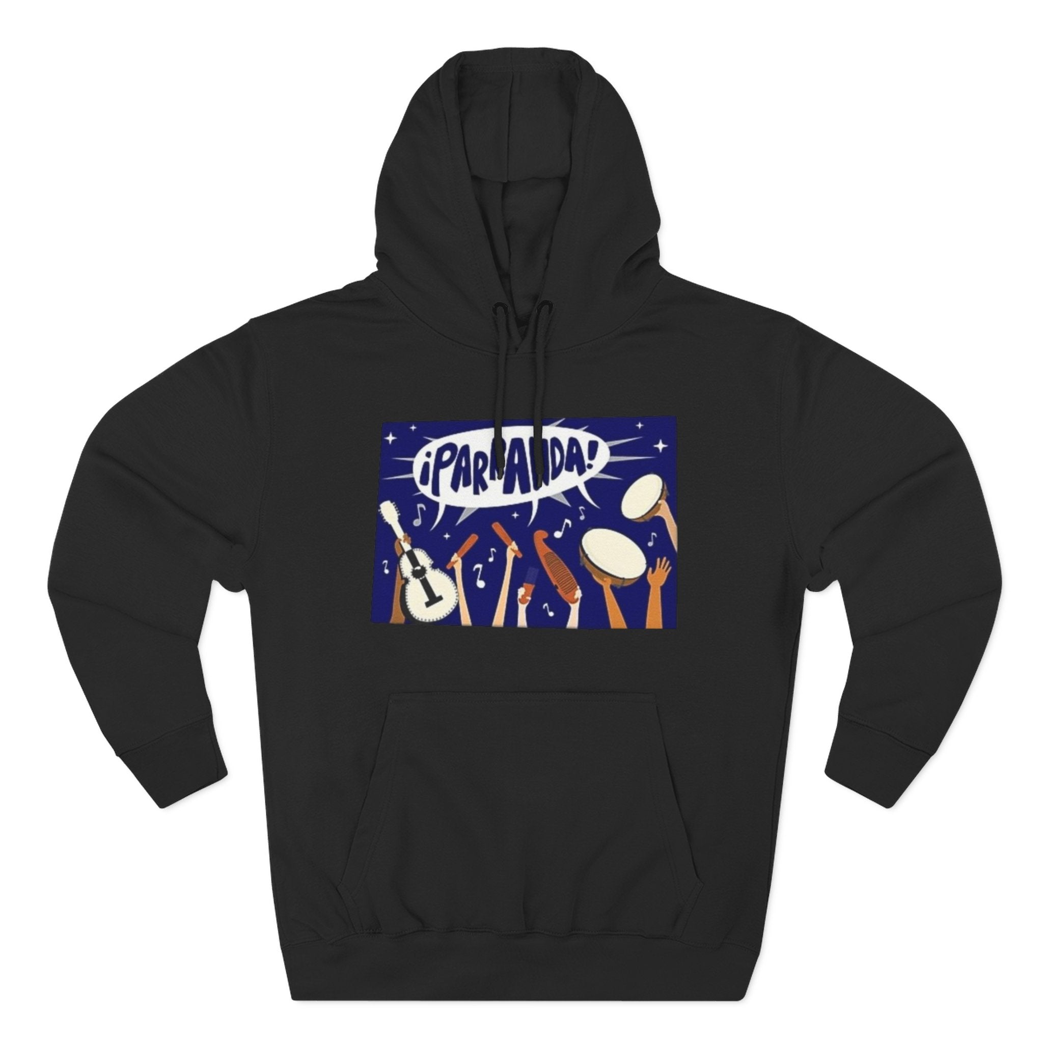 ¡Parranda! Three - Panel Fleece Hoodie | Cozy Gift for Music Lovers, Festival Wear, Lounge Hoodie, Casual Streetwear, Art - Inspired Clothing - Metamorphosis Creations